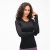 Seamless Slim Fit Yoga Shirts Workout Long Sleeved Shirts Women O-neck Sports Gym Fitness Tops with Thumb Holes Workout Top | Vimost Shop.