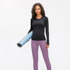 Seamless Slim Fit Yoga Shirts Workout Long Sleeved Shirts Women O-neck Sports Gym Fitness Tops with Thumb Holes Workout Top | Vimost Shop.