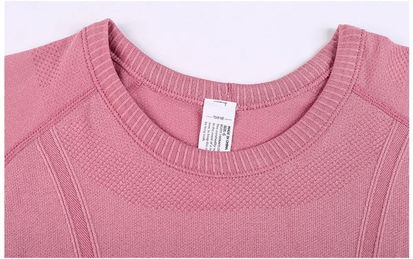 Seamless Slim Fit Yoga Shirts Workout Long Sleeved Shirts Women O-neck Sports Gym Fitness Tops with Thumb Holes Workout Top | Vimost Shop.