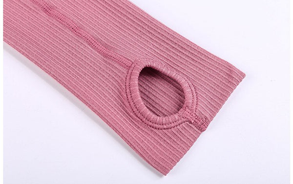 Seamless Slim Fit Yoga Shirts Workout Long Sleeved Shirts Women O-neck Sports Gym Fitness Tops with Thumb Holes Workout Top | Vimost Shop.