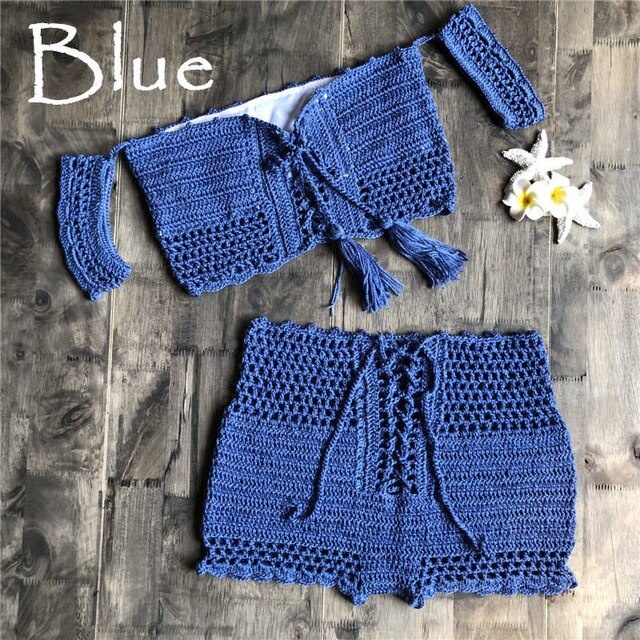 Hand Hook Crochet Bikinis Set Sexy Swimwear Women Two Piece | Vimost Shop.