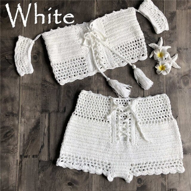 Hand Hook Crochet Bikinis Set Sexy Swimwear Women Two Piece | Vimost Shop.