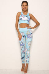 Women Print Cartoon banana Boom Running Yoga Suits Sportswear High Waist Fitness Pants harajuku Sports Set Gym Workout Clothes