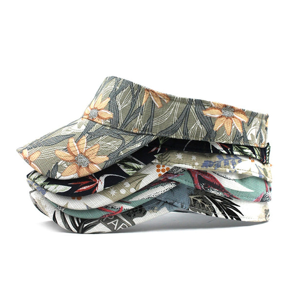 Unisex Running cap Empty top sun Visor hat washed canvas visor printed outdoor cap Adjustable Sport cap | Vimost Shop.