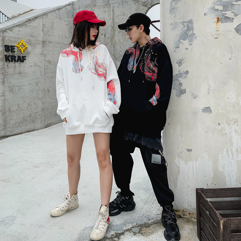Harajuku Men Hip Hop Spring and autumn Color jellyfish print Cotton Hoodie Streetwear Casual Hooded Pullover Sweatshirt Couples | Vimost Shop.