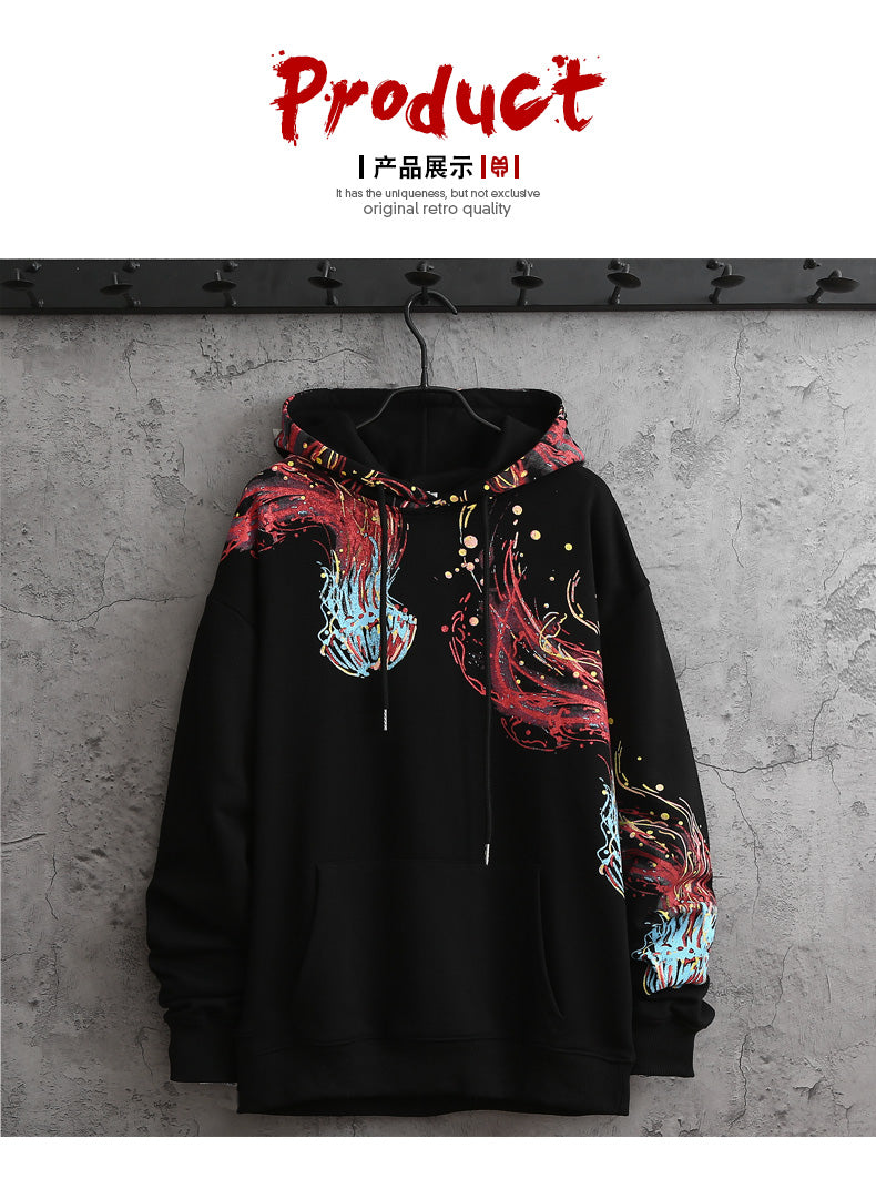 Harajuku Men Hip Hop Spring and autumn Color jellyfish print Cotton Hoodie Streetwear Casual Hooded Pullover Sweatshirt Couples | Vimost Shop.