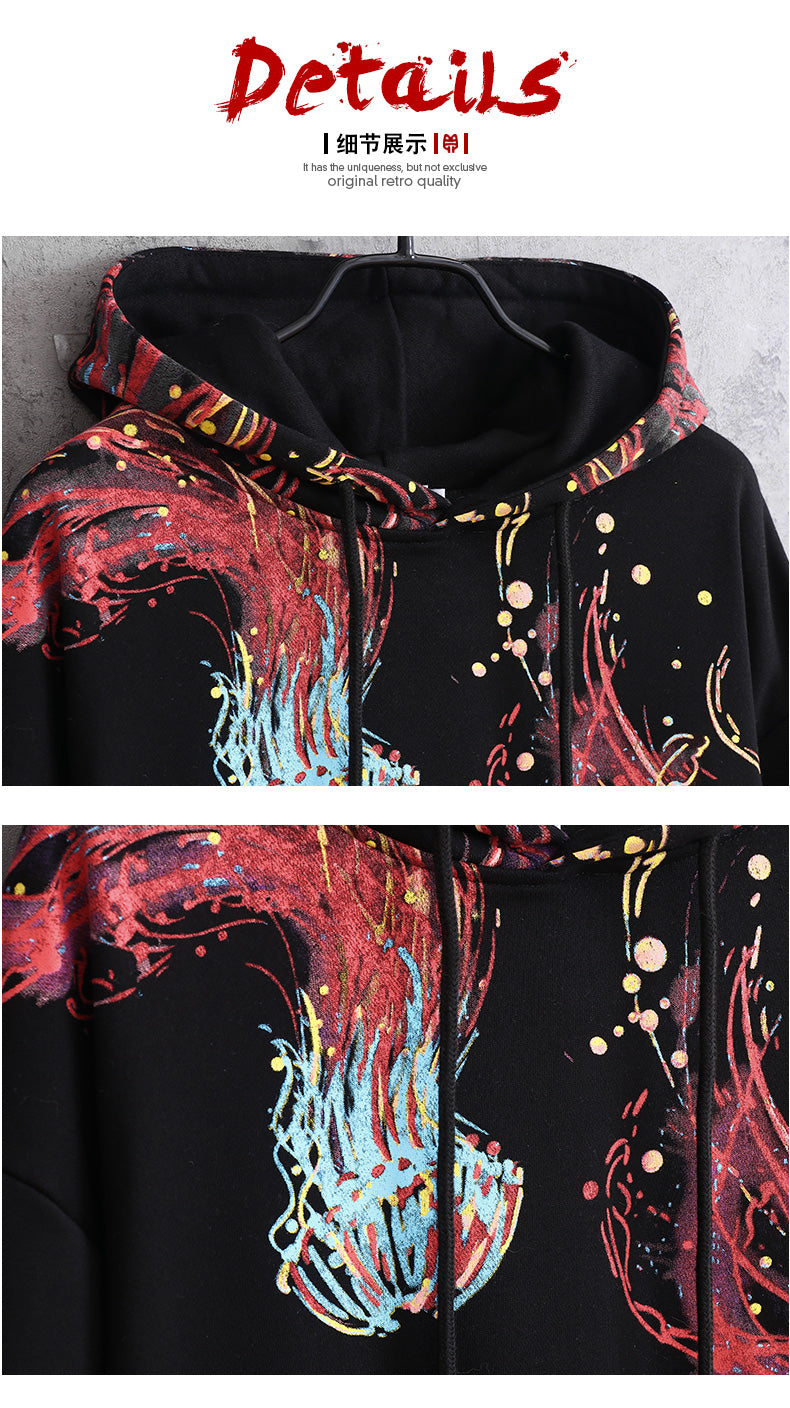 Harajuku Men Hip Hop Spring and autumn Color jellyfish print Cotton Hoodie Streetwear Casual Hooded Pullover Sweatshirt Couples | Vimost Shop.