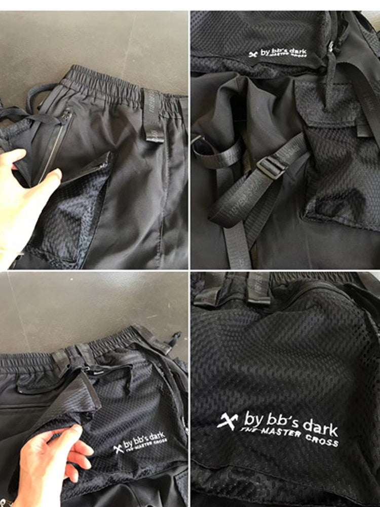 Ribbons Multi Pockets Cargo Pants Men Harajuku Casual Track Trouser Hip Hop Streetwear Techwear Pants Joggers Men | Vimost Shop.