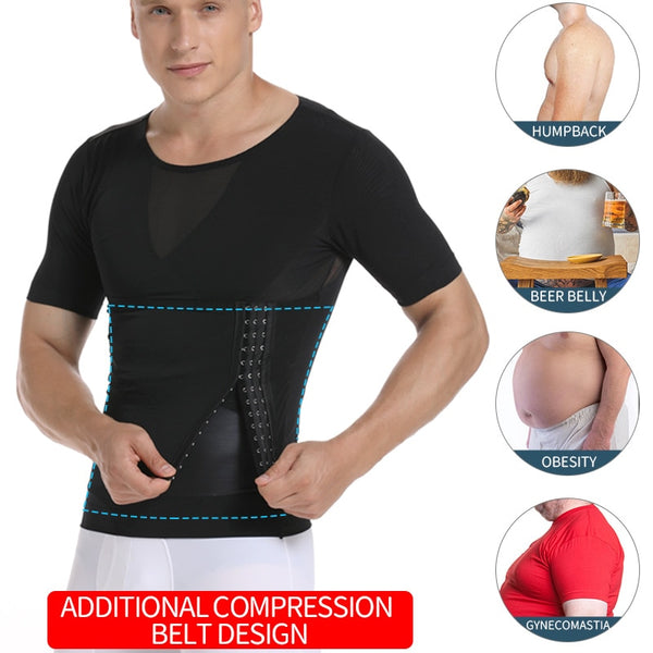 Mens Body Shaper Compression Shirts Abdomen Shapewear Tummy Slimming Sheath Gynecomastia Reducing Corset Waist Trainer Slim Tops | Vimost Shop.