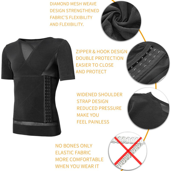 Mens Body Shaper Compression Shirts Abdomen Shapewear Tummy Slimming Sheath Gynecomastia Reducing Corset Waist Trainer Slim Tops | Vimost Shop.