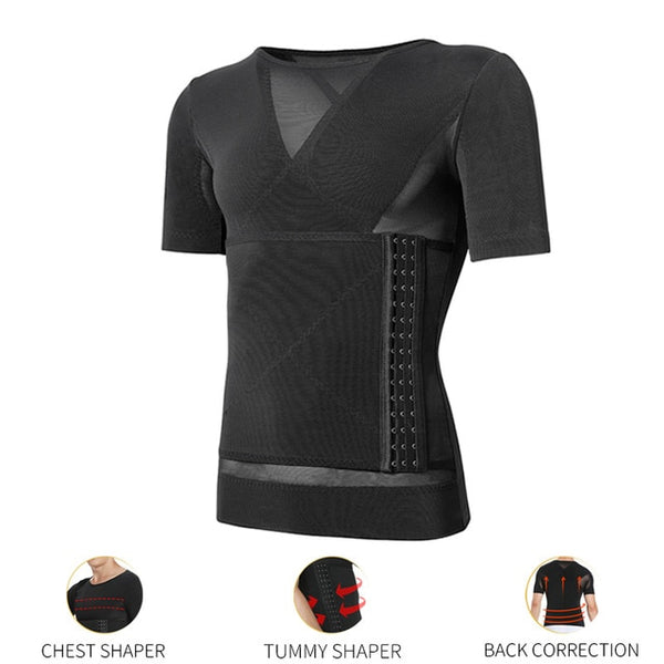 Mens Body Shaper Compression Shirts Abdomen Shapewear Tummy Slimming Sheath Gynecomastia Reducing Corset Waist Trainer Slim Tops | Vimost Shop.