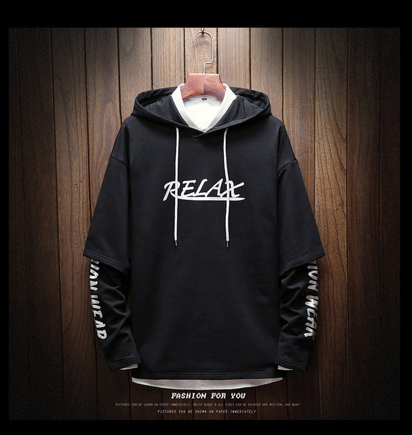 Men Hip Hop Fake two-piece Hoodies Sweatshirt Letter Harajuku Styles Hoodie Magic Casual Pullover Sweatshirt sudadera hombre | Vimost Shop.