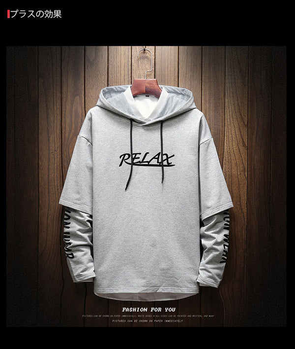 Men Hip Hop Fake two-piece Hoodies Sweatshirt Letter Harajuku Styles Hoodie Magic Casual Pullover Sweatshirt sudadera hombre | Vimost Shop.