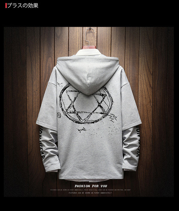 Men Hip Hop Fake two-piece Hoodies Sweatshirt Letter Harajuku Styles Hoodie Magic Casual Pullover Sweatshirt sudadera hombre | Vimost Shop.