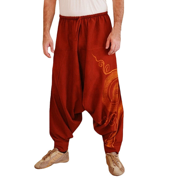 Men Ethnic Printed Overalls Casual Pocket Sport Yoga Work Casual Trouser Pants leggins yoga sports tights Dropshiping#XB25 | Vimost Shop.