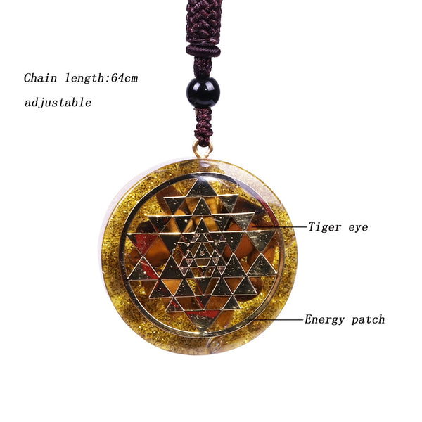 Sri Yantra Necklace Orgonite Pendant Tiger Eye Necklace Sacred Geometry Energy Healing Yoga  Jewelry | Vimost Shop.