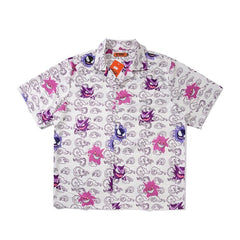 Hip Hop Casual Demon Print Short Sleeve Hawaiian Shirts Summer Floral Button Tropical Beach Hawaii Camp Oversized Shirt