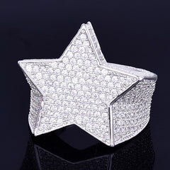 Men's Star Ring 18 K Copper Charm Gold Color Full Zircon RING Fashion Hip Hop Rock Jewelry