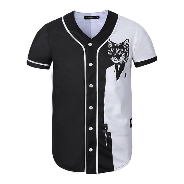 Short Sleeve T shirt Men Baseball Jersey Sport Slim Fit V Neck T-shirts Streetwear European Mens | Vimost Shop.