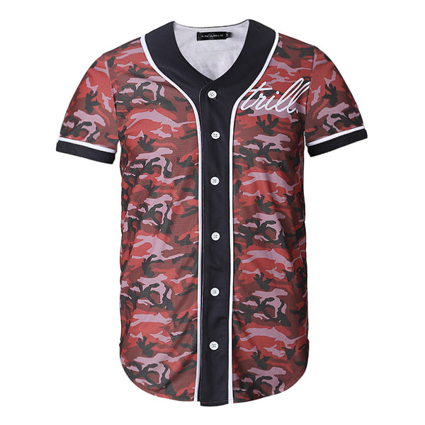 Short Sleeve T shirt Men Baseball Jersey Sport Slim Fit V Neck T-shirts Streetwear European Mens | Vimost Shop.
