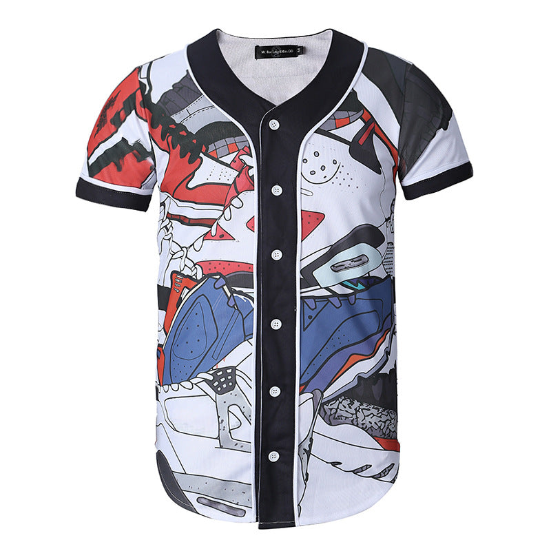 Short Sleeve T shirt Men Baseball Jersey Sport Slim Fit V Neck T-shirts Streetwear European Mens | Vimost Shop.