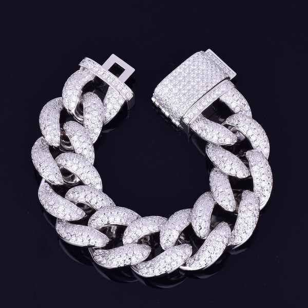 23mm Chunky Miami Cuban Chain Bracelet AAA Zirconia Men Hip hop Jewelry Gold Color Big Lock Bangle 7