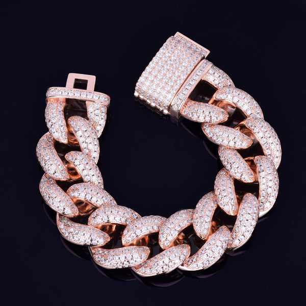 23mm Chunky Miami Cuban Chain Bracelet AAA Zirconia Men Hip hop Jewelry Gold Color Big Lock Bangle 7