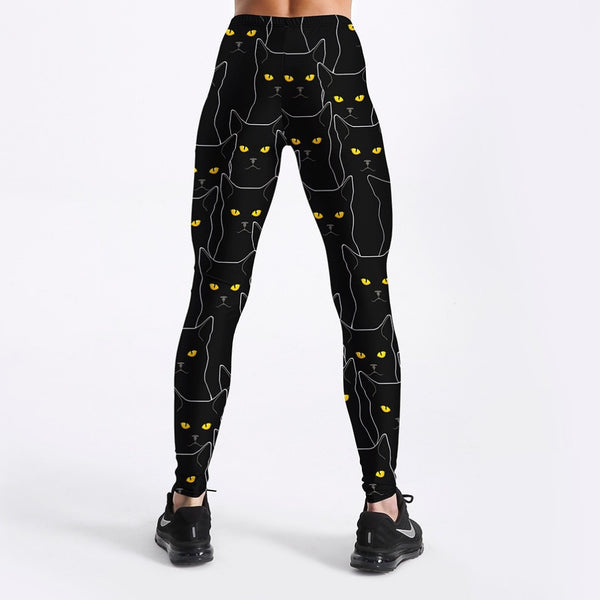 Summer Style Fitness Women Leggings Black Cute Cats Printed Leggings Slim Workout Leggings Ankel Length Pants | Vimost Shop.