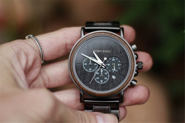 Male Watch Wooden Men Wristwatches Luminous Handle Chronograph Timepiece  In Gift Box | Vimost Shop.