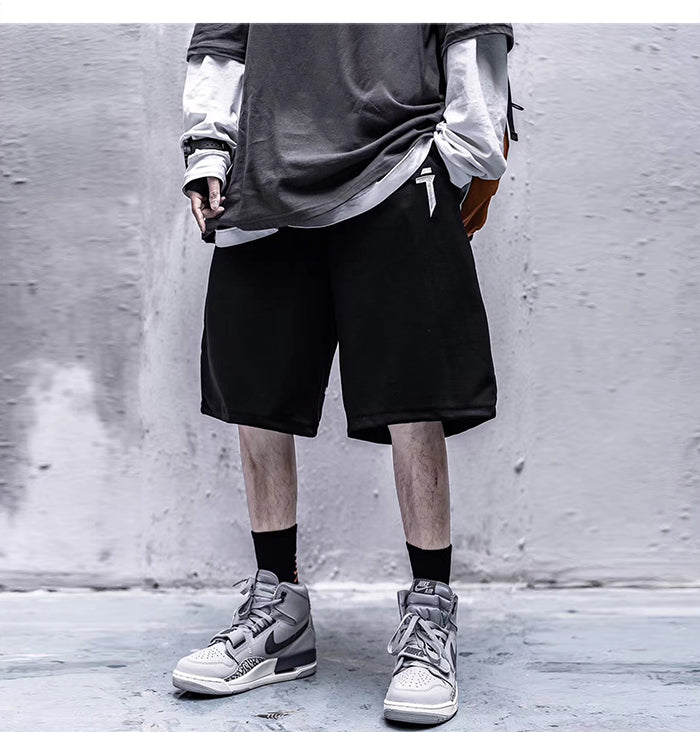Techwear Style Print Hip Hop Pants Men 2020 Summer Streetwear Loose Cargo Shorts Cotton Jogger Streetpants Black | Vimost Shop.