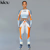 Women Long Sleeve CropTop Slim Outfit Tracksuit Two Pieces Set letter Print High elastic Skinny Leggings Female Sportswear | Vimost Shop.