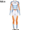 Women Long Sleeve CropTop Slim Outfit Tracksuit Two Pieces Set letter Print High elastic Skinny Leggings Female Sportswear | Vimost Shop.
