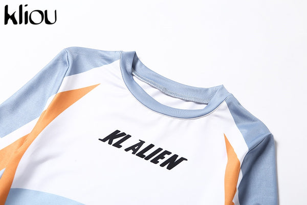 Women Long Sleeve CropTop Slim Outfit Tracksuit Two Pieces Set letter Print High elastic Skinny Leggings Female Sportswear | Vimost Shop.