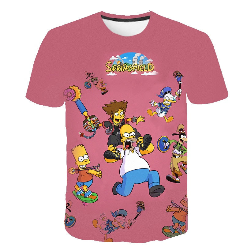 Men and women fat T-shirt Simpson print 3D T-shirt cartoon funny Simpson family T-shirt O-neck short-sleeved casual T-shirt | Vimost Shop.