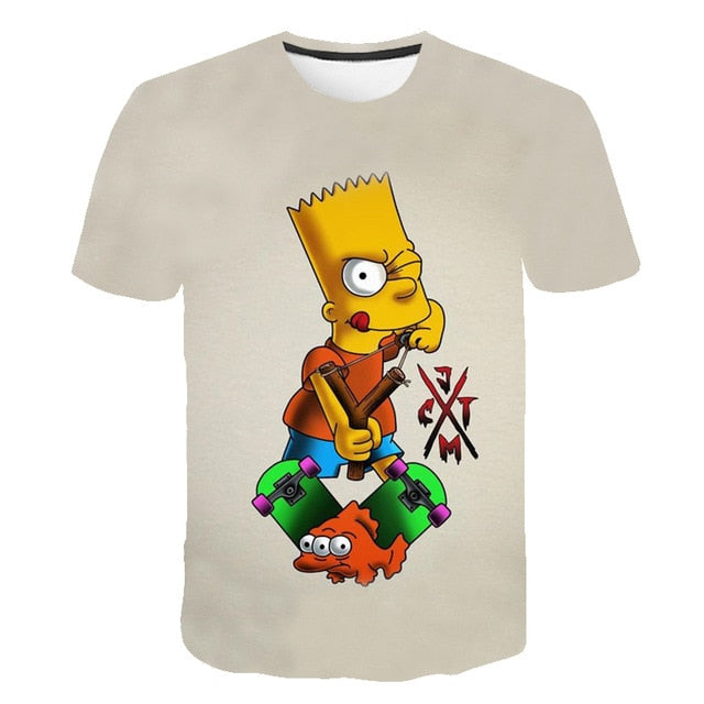 Men and women fat T-shirt Simpson print 3D T-shirt cartoon funny Simpson family T-shirt O-neck short-sleeved casual T-shirt | Vimost Shop.