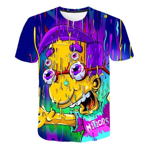 Men and women fat T-shirt Simpson print 3D T-shirt cartoon funny Simpson family T-shirt O-neck short-sleeved casual T-shirt | Vimost Shop.