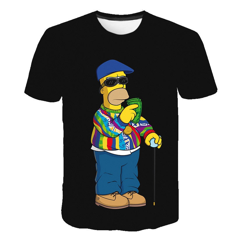 Men and women fat T-shirt Simpson print 3D T-shirt cartoon funny Simpson family T-shirt O-neck short-sleeved casual T-shirt | Vimost Shop.