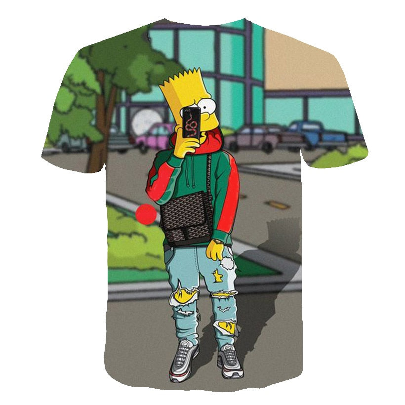 Men and women fat T-shirt Simpson print 3D T-shirt cartoon funny Simpson family T-shirt O-neck short-sleeved casual T-shirt | Vimost Shop.
