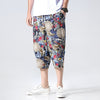 Streetwear New Chinese Style Male Printed Harem Pants Men Calf Length Cotton Linen Bermuda Masculina Male Pants | Vimost Shop.