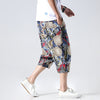 Streetwear New Chinese Style Male Printed Harem Pants Men Calf Length Cotton Linen Bermuda Masculina Male Pants | Vimost Shop.