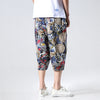 Streetwear New Chinese Style Male Printed Harem Pants Men Calf Length Cotton Linen Bermuda Masculina Male Pants | Vimost Shop.