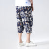 Streetwear New Chinese Style Male Printed Harem Pants Men Calf Length Cotton Linen Bermuda Masculina Male Pants | Vimost Shop.
