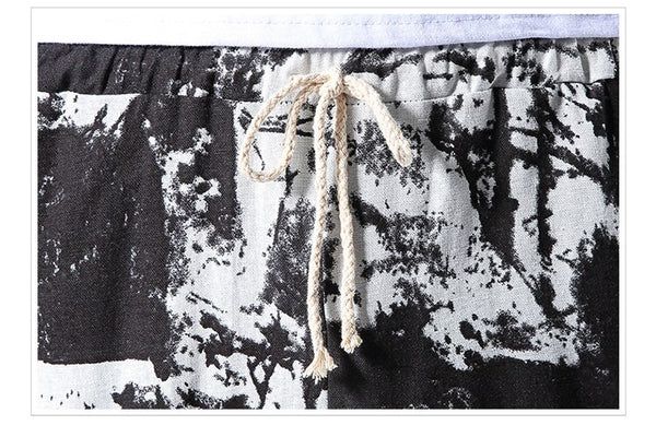 Streetwear New Chinese Style Male Printed Harem Pants Men Calf Length Cotton Linen Bermuda Masculina Male Pants | Vimost Shop.