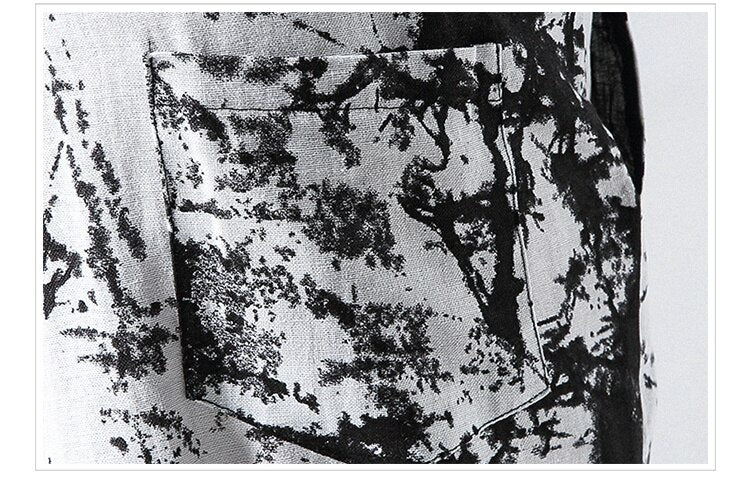 Streetwear New Chinese Style Male Printed Harem Pants Men Calf Length Cotton Linen Bermuda Masculina Male Pants | Vimost Shop.