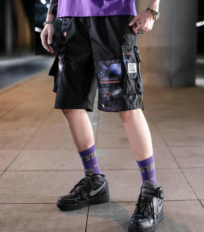 Streetwear Men's Shorts Knee Length Summer New Fashion Printed Hiphop Men Short Pants Mens Beach Pants Loose Leisure | Vimost Shop.