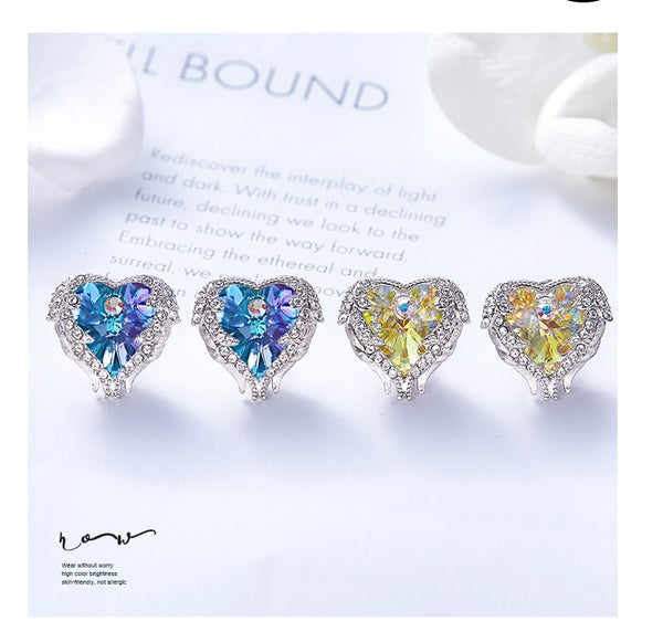 Angel Wing Stud Earrings Embellished with Crystal from Swarovski Earrings for Women 925 Sterling Silver Fine Jewelry | Vimost Shop.