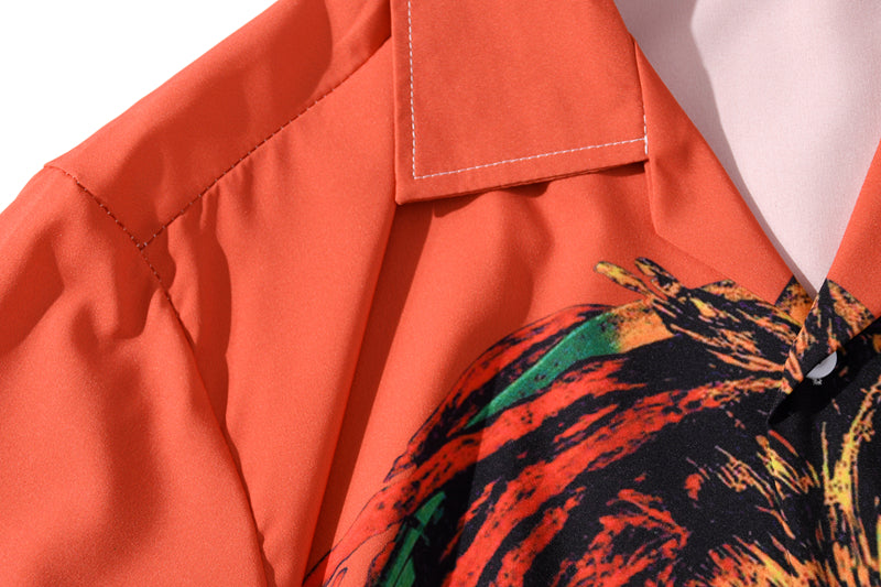 Summer Lion Print Orange Beach Hawaiian Aloha Shirts Mens Casual Short Sleeve Shirt Camisas Fashion Shirts Tops | Vimost Shop.