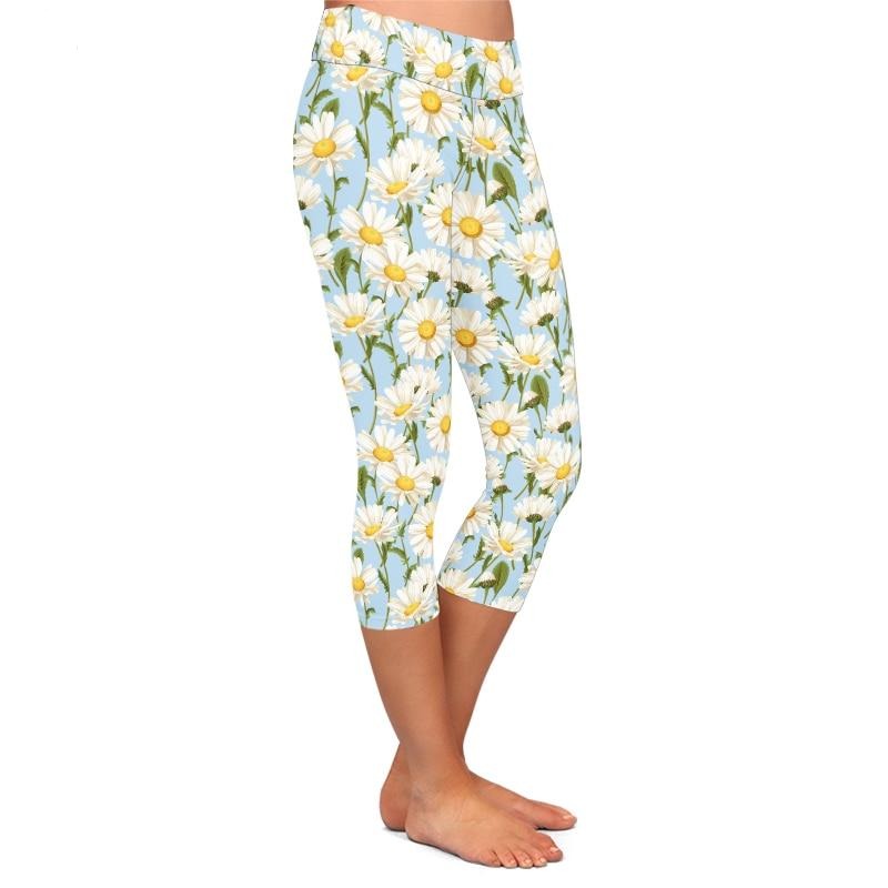 Summer Style Fresh Little Daisy Pattern Print Women Leggings High Waist Plus Size | Vimost Shop.