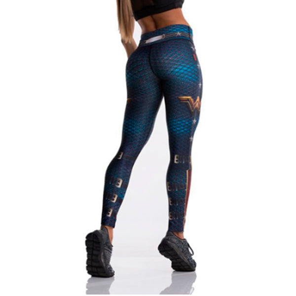 Fashion Tibetan Blue Captain Fight Push Up Workout Leggings Slim High Waist Jeggings Women | Vimost Shop.