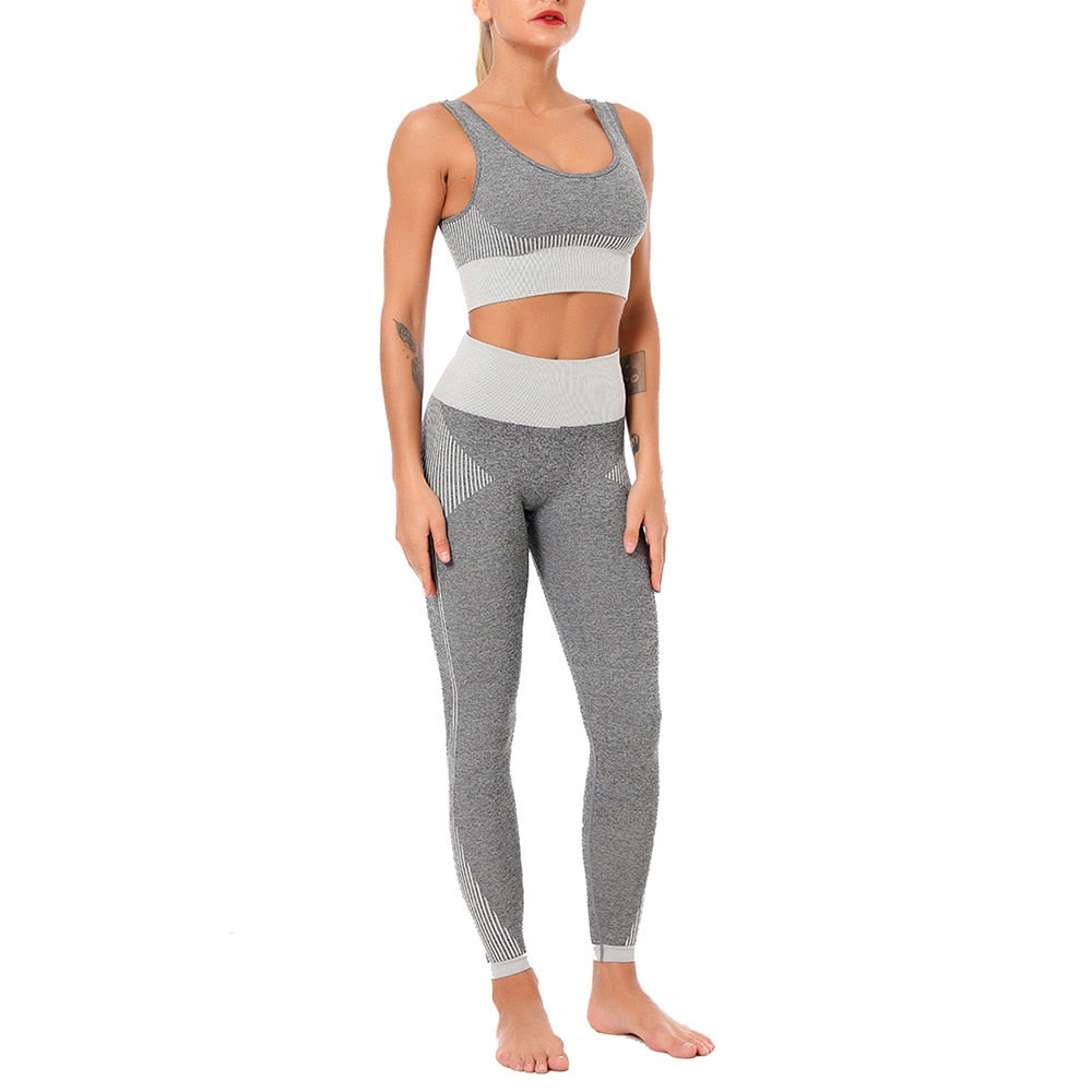 Yoga Set Sports Bra and Leggings Jogging Women Gym Set Clothes Seamless Workout Sports Tights Women Fitness Sports Suit | Vimost Shop.